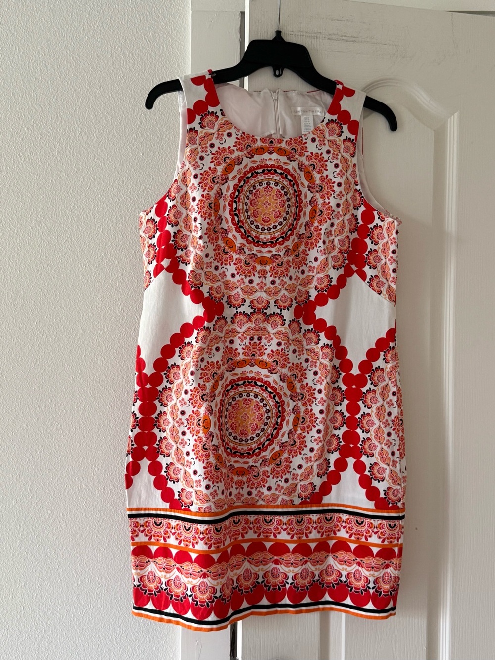London Times Size 12 Boho Medallion Print Sleeveless Shift Dress